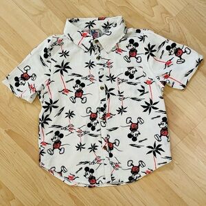Disney Junk Food Vintage Mickey Button up Short Sleeve boys L
